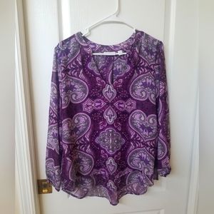 New York & Company Gorgeous Purple Paisley  Blouse Size M